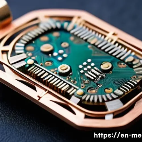 금속공예와 환경 친화적 소재 - **Prompt 1: Upcycled E-Waste Adornment**
    A close-up shot of an elegant, intricate pendant or bro...